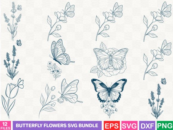 Butterfly Flowers SVG Bundle: Premium Graphics & Illustrations