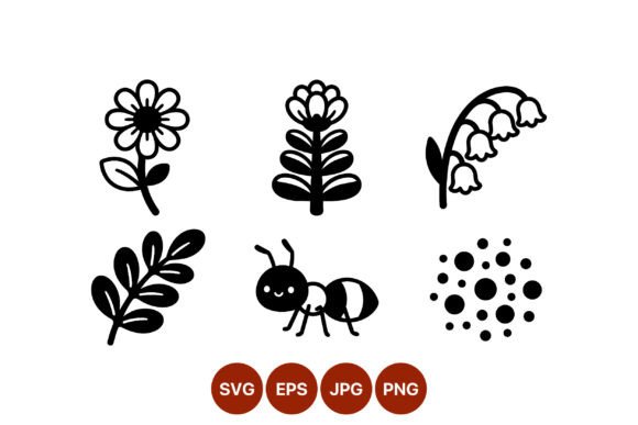 Cute Ant & Flowers: Fresh Graphics for Blog Illustrations