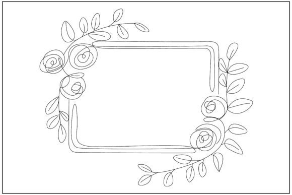 Elegant Roses Botanical Line Art: Graphics & Illustrations