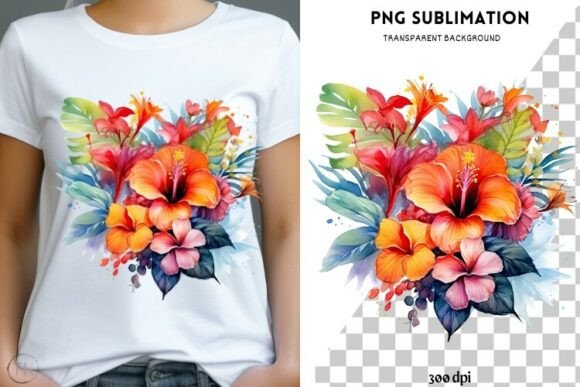 Exotic Tropical Flowers Png Design: Graphics & Illustrations