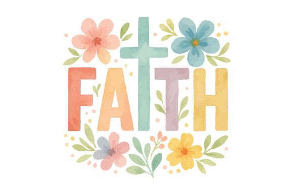 Faith Cross Pastel Floral Art: Graphics for Crafts and Digital Products