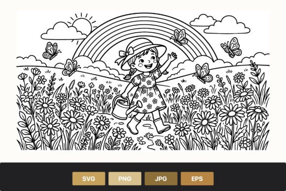 Girl Watering Flowers: Graphics & Illustrations Review
