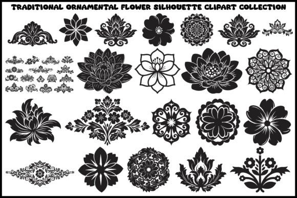 Heritage Style Flower Silhouette 4: Graphics & Crafts