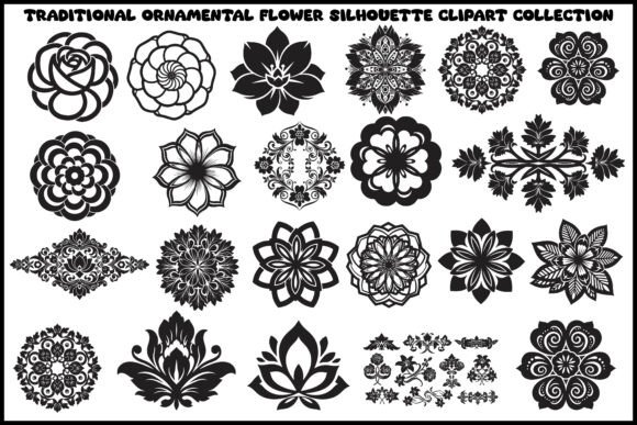 Heritage Style Flower Silhouette2 Graphics & Crafts