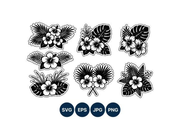 Hibiscus Tropical Flowers Vector Set: Bold Graphics & Illustrations