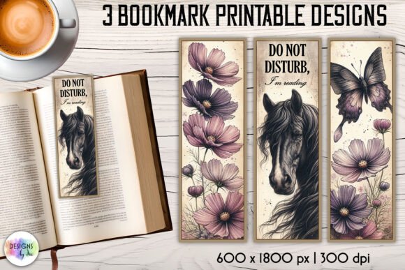 Horse Lover Vintage Floral Bookmarks