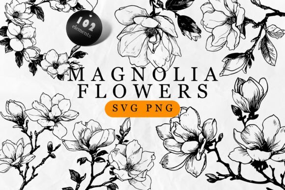 Magnolia SVG: Elegant Graphics & Illustrations