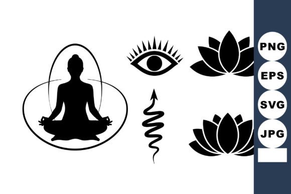 Meditation Yoga Silhouette Set for Crafts and Graphics