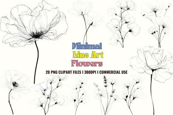 Minimal Line Art Flowers: Graphics & Illustrations
