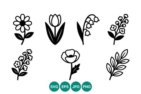 Review: Vector Line Art Flowers Set with Simple Stitches