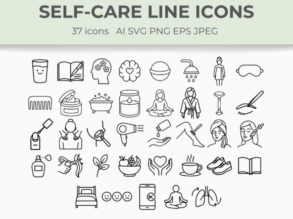 Self-Care Line Icons – Wellness Beauty