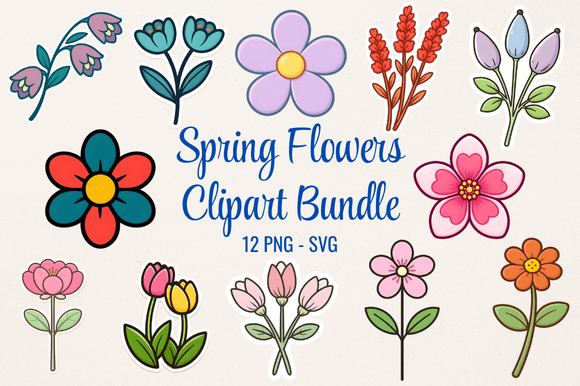 Spring Flowers Clipart Bundle: Vibrant Graphics & Illustrations