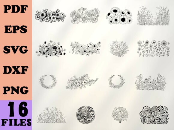 Summer Flowers SVG Bundle: Graphics & Illustrations