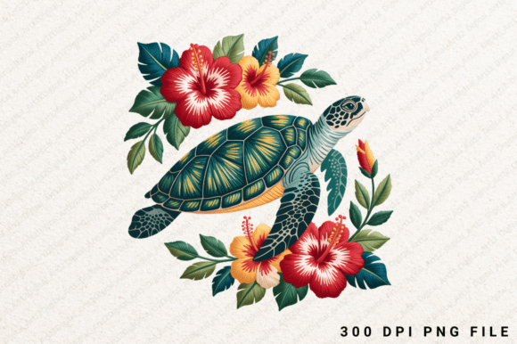 Turtle with Flowers Graphics: Fresh Illustrations