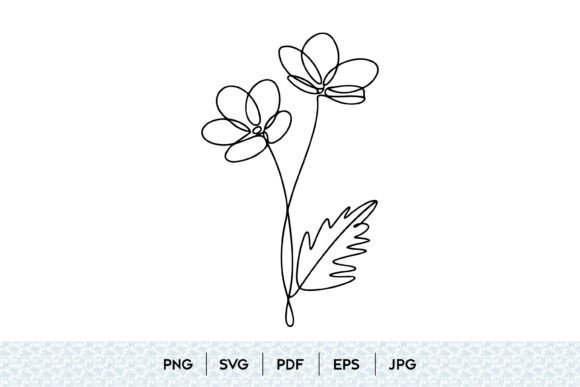 Two Flowers One Line SVG: Graphics & Illustrations