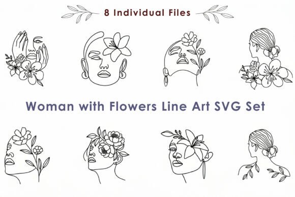 Woman with Flowers SVG: Graphics & Illustrations