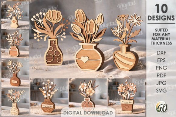 Wooden Flowers Vases: Laser Cutting Stands for Brands
